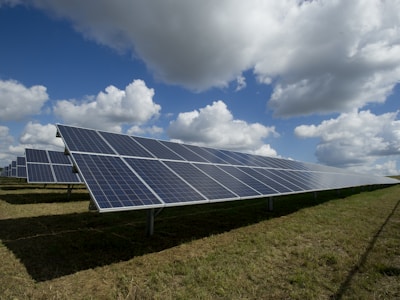 Solar panel array in an open field